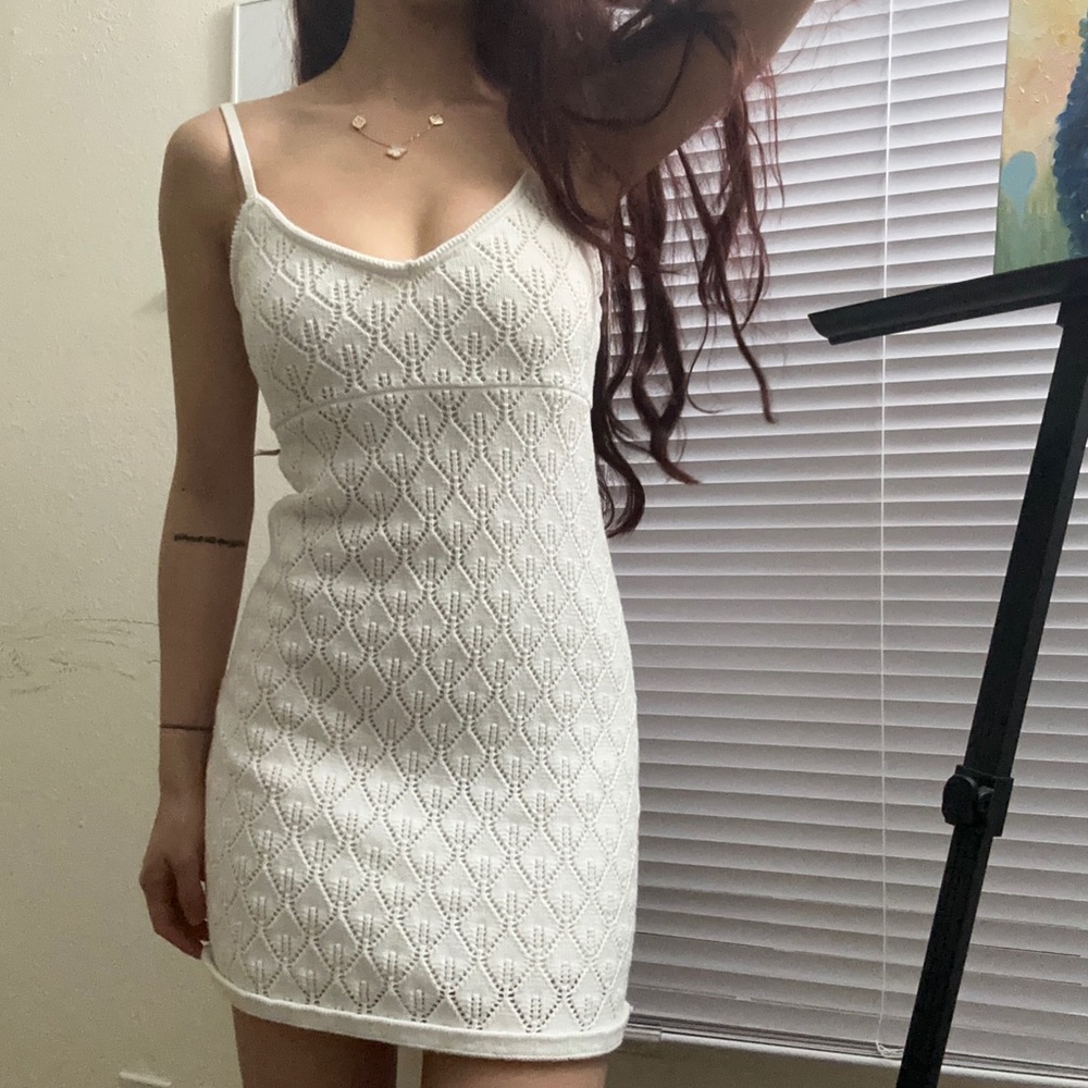 Hollister fitted white crochet dress